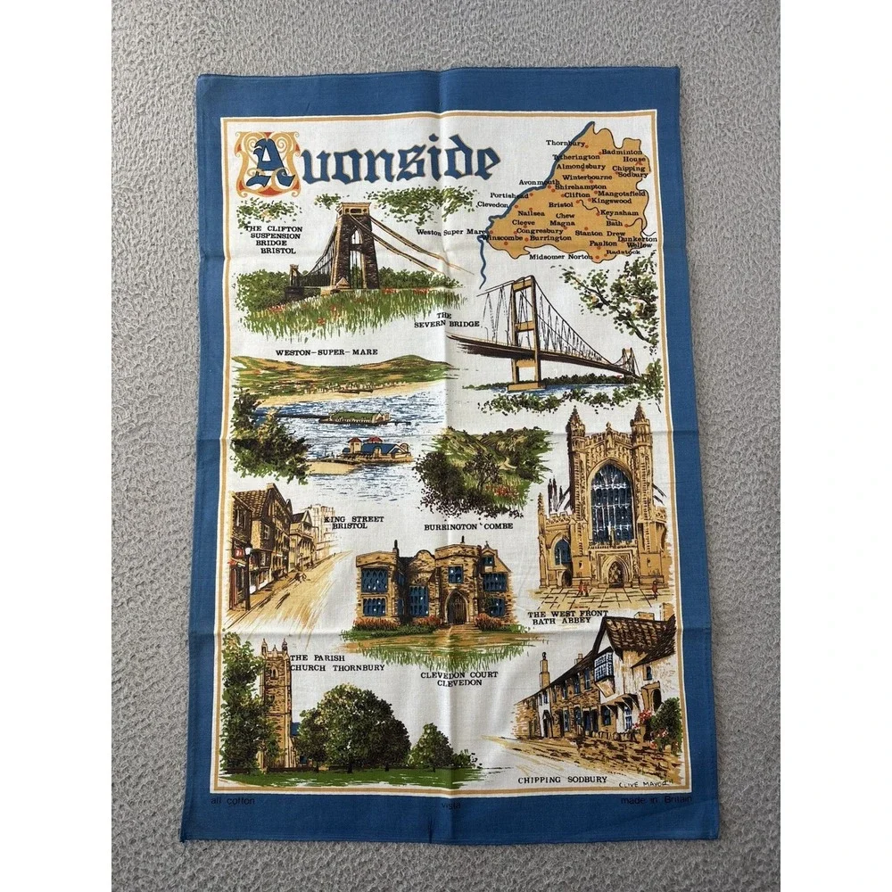 Avonside‎ Tea Towel Clive Mayor Dish Kitsch Souvenir MCM Cotton Made in Britain